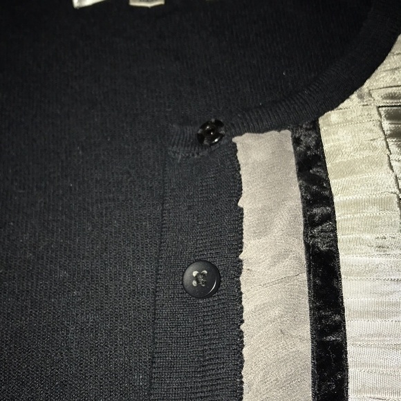 CABI Broadway tuxedo cardigan fringe sweater cashmere cotton blend NEW size M - Picture 4 of 10